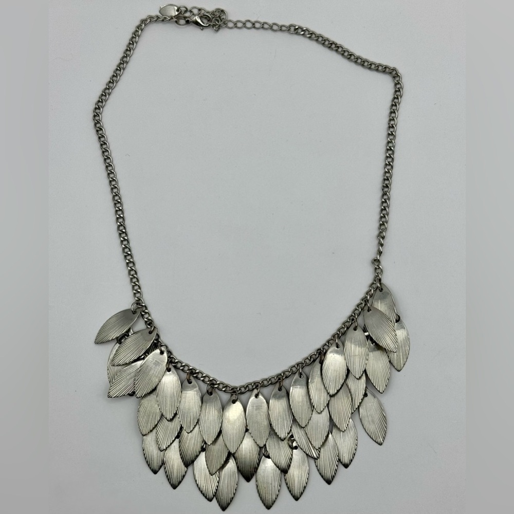 Dramatic Statement Bib Necklace Of Cascading Leaf… - image 2